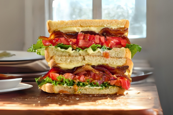 Heirloom BLT with Candied Bacon & Caramelized Onion Aioli